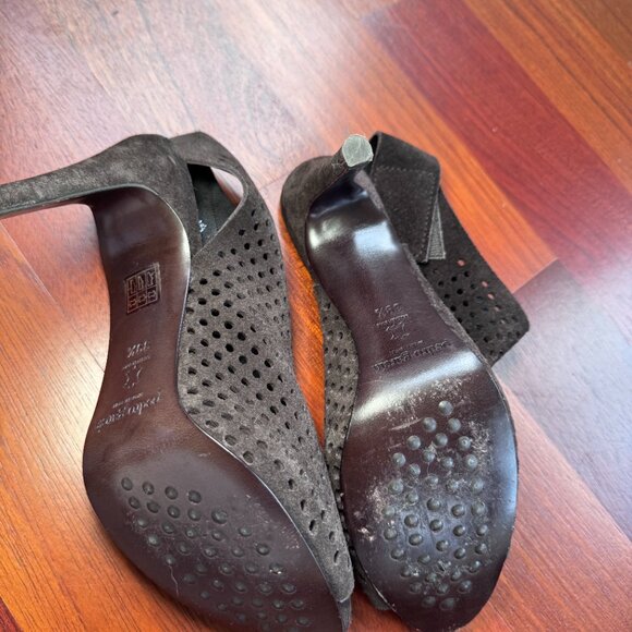 Pedro García Suede Peep Toe Booties Perforated High Heel 39.5 Brown - Picture 5 of 5